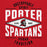 Close-up view of Porter High School Spartans Red Classic Unisex Hoodie 210