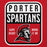 Close-up view of Porter High School Spartans Red Classic Unisex Hoodie 001