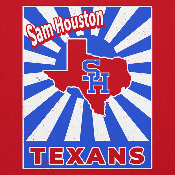 Close-up view of Sam Houston High School Texans Red Classic Unisex Hoodie 226