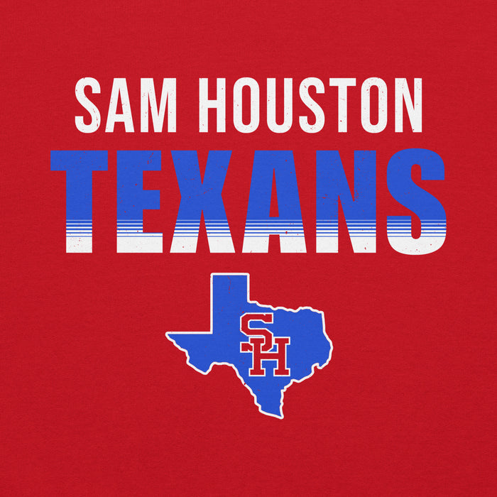 Close-up view of Sam Houston High School Texans Red Classic Unisex Hoodie 024