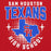Close-up view of Sam Houston High School Texans Red Classic Unisex Hoodie 204