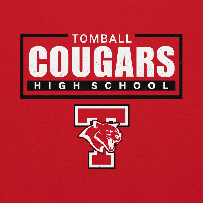 Close-up view of Tomball High School Cougars Red Classic Unisex Hoodie 049