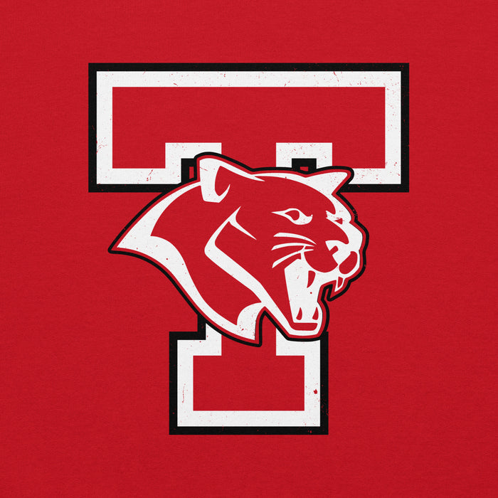 Close-up view of Tomball High School Cougars Red Classic Unisex Hoodie 200