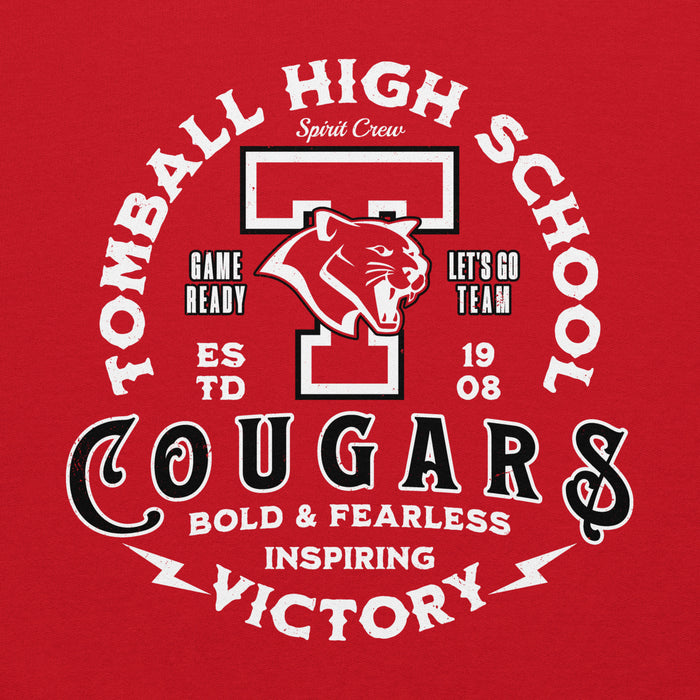Close-up view of Tomball High School Cougars Red Classic Unisex Hoodie 206