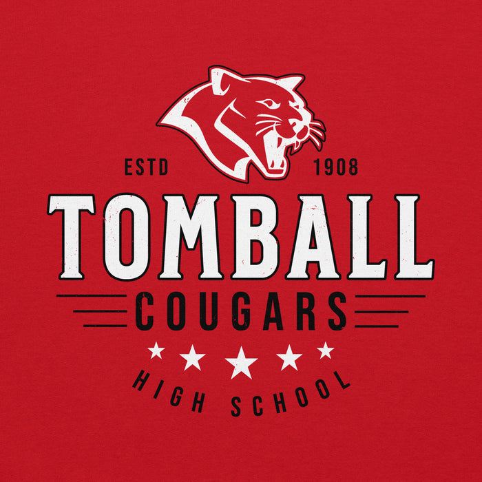 Close-up view of Tomball High School Cougars Red Classic Unisex Hoodie 217