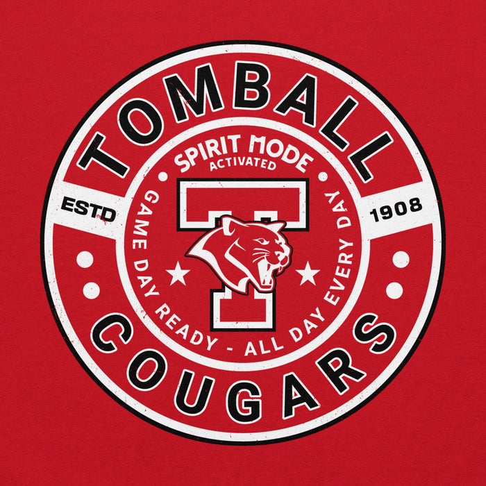 Close-up view of Tomball High School Cougars Red Classic Unisex Hoodie 239