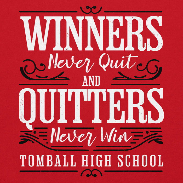 Close-up view of Tomball High School Cougars Red Classic Unisex Hoodie 237