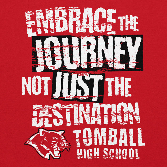 Close-up view of Tomball High School Cougars Red Classic Unisex Hoodie 232