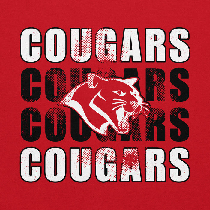 Close-up view of Tomball High School Cougars Red Classic Unisex Hoodie 233