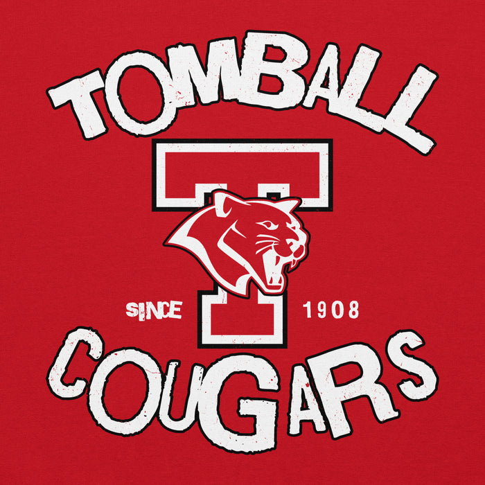Close-up view of Tomball High School Cougars Red Classic Unisex Hoodie 228