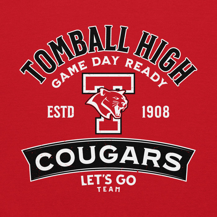 Close-up view of Tomball High School Cougars Red Classic Unisex Hoodie 221