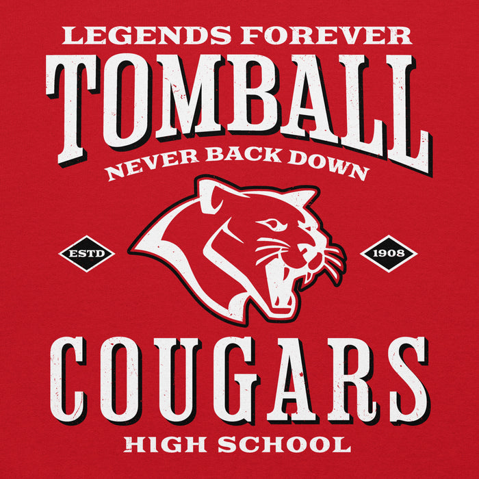 Close-up view of Tomball High School Cougars Red Classic Unisex Hoodie 230