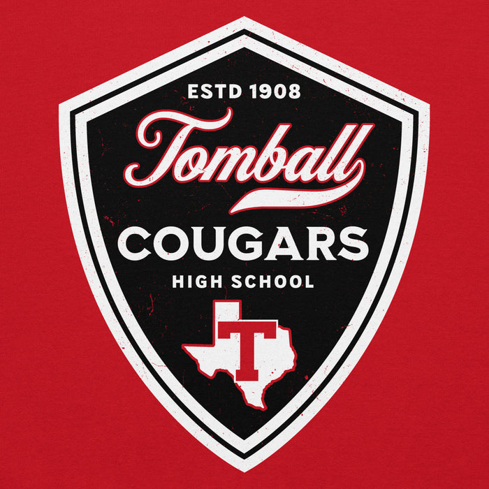 Close-up view of Tomball High School Cougars Red Classic Unisex Hoodie 225