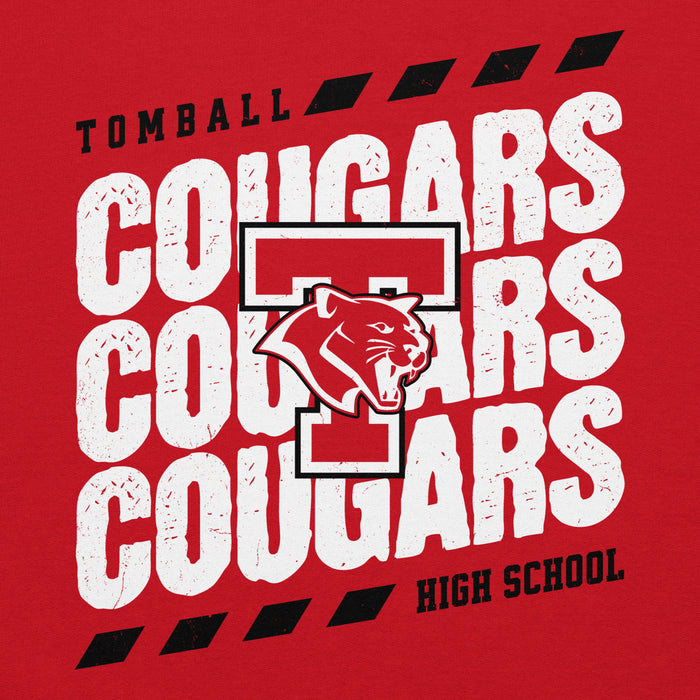 Close-up view of Tomball High School Cougars Red Classic Unisex Hoodie 223