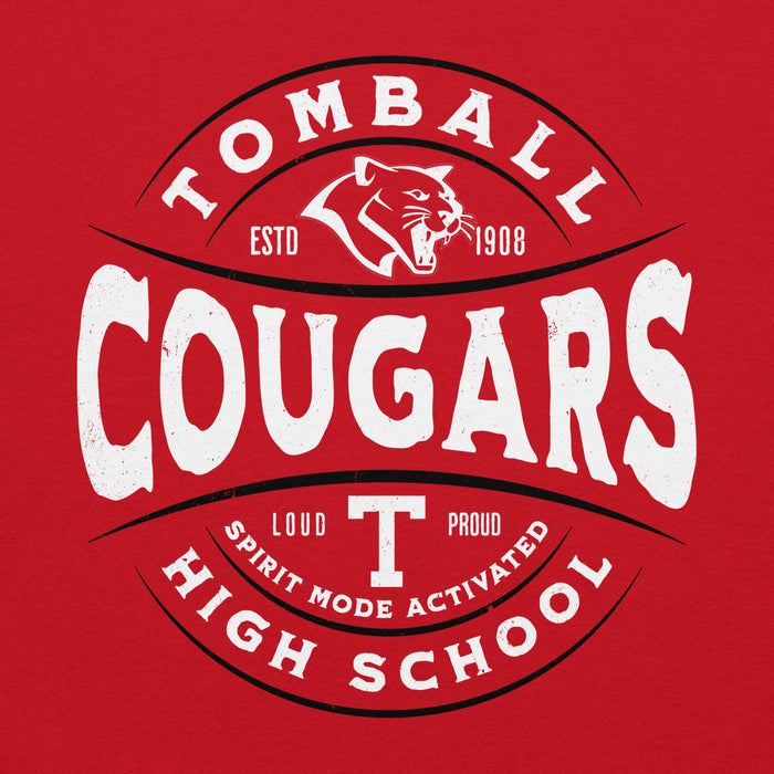 Close-up view of Tomball High School Cougars Red Classic Unisex Hoodie 218