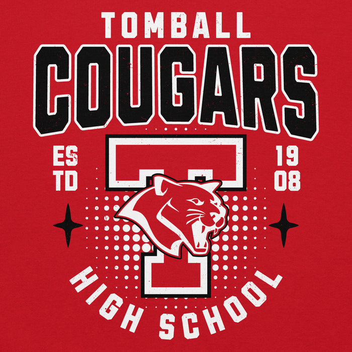 Close-up view of Tomball High School Cougars Red Classic Unisex Hoodie 204