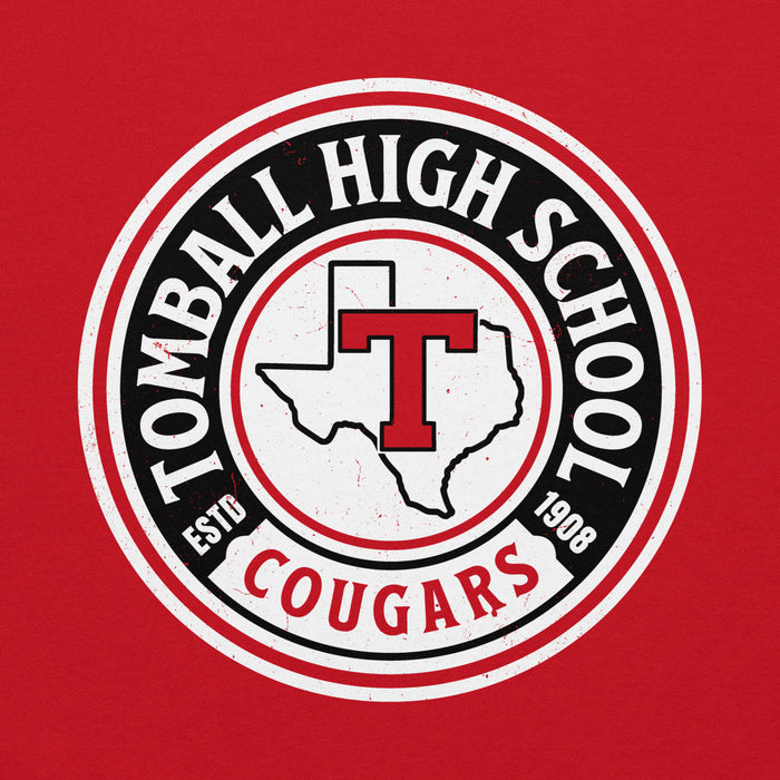 Close-up view of Tomball High School Cougars Red Classic Unisex Hoodie 220