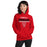 Woman wearing Tomball High School Cougars Red Classic Unisex Hoodie 024