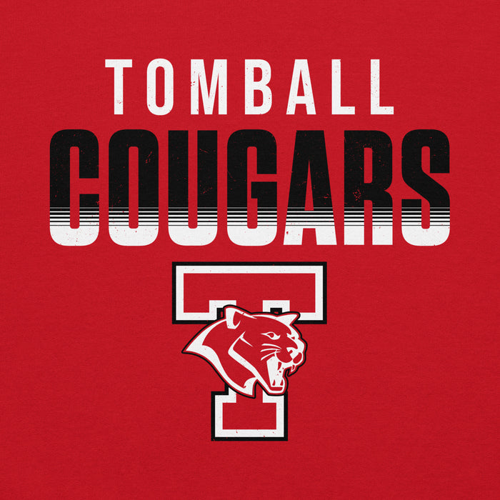 Close-up view of Tomball High School Cougars Red Classic Unisex Hoodie 024