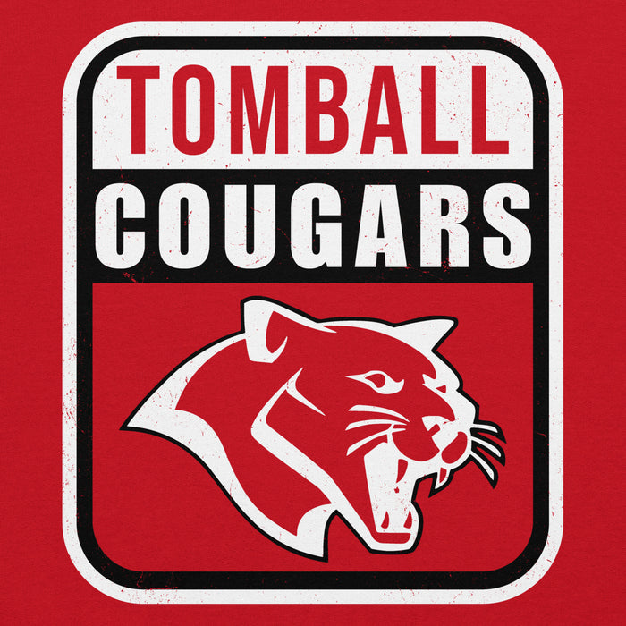 Close-up view of Tomball High School Cougars Red Classic Unisex Hoodie 001