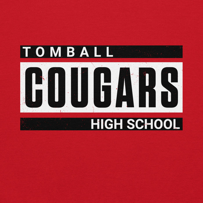 Close-u view of Tomball High School Cougars Red Classic Unisex Hoodie 098