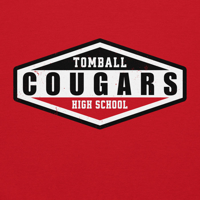Close-up view of Tomball High School Cougars Red Classic Unisex Hoodie 009