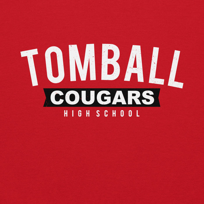 Close-up view of Tomball High School Cougars Red Classic Unisex Hoodie 021