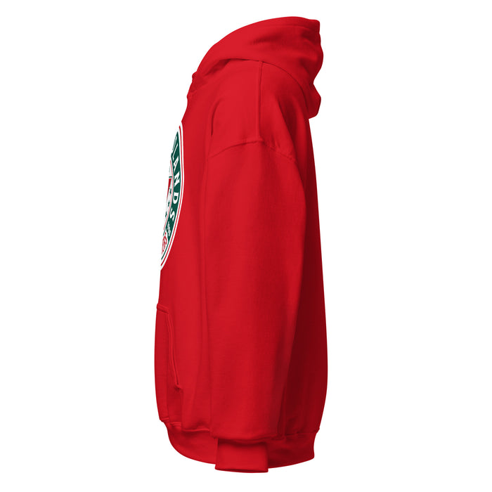 Side view of The Woodlands High School Highlanders Red Classic Unisex Hoodie 220