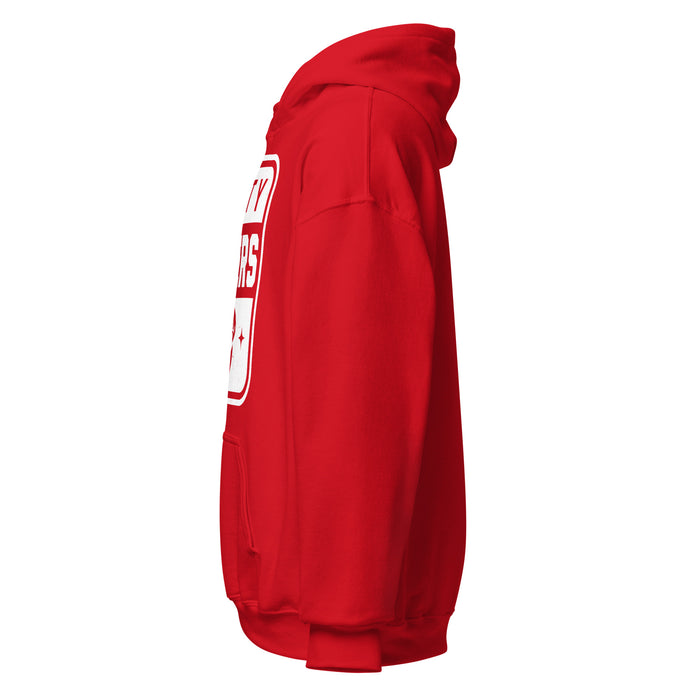 Side view of Katy High School Tigers Red Classic Unisex Hoodie 001