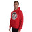 Man wearing Westfield High School Mustangs Red Classic Unisex Hoodie 220