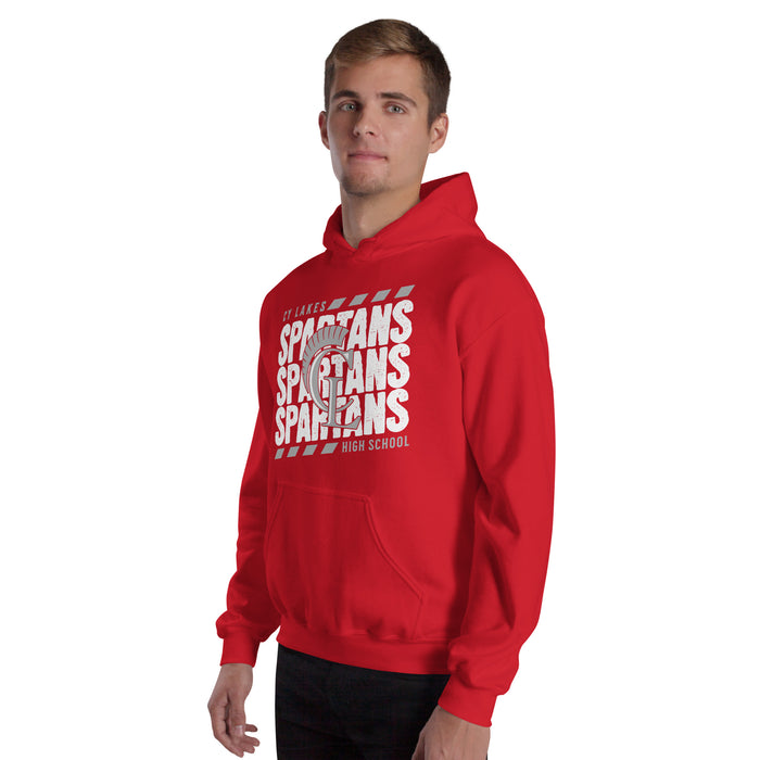 Man wearing Cypress Lakes High School Spartans Red Classic Unisex Hoodie 223