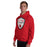 Man wearing Del Valle High School Cardinals Red Classic Unisex Hoodie 225
