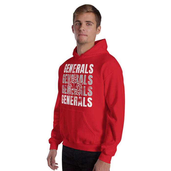 Man wearing MacArthur High School Generals Red Classic Unisex Hoodie 233