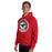 Man wearing North Shore High School Mustangs Red Classic Unisex Hoodie 220