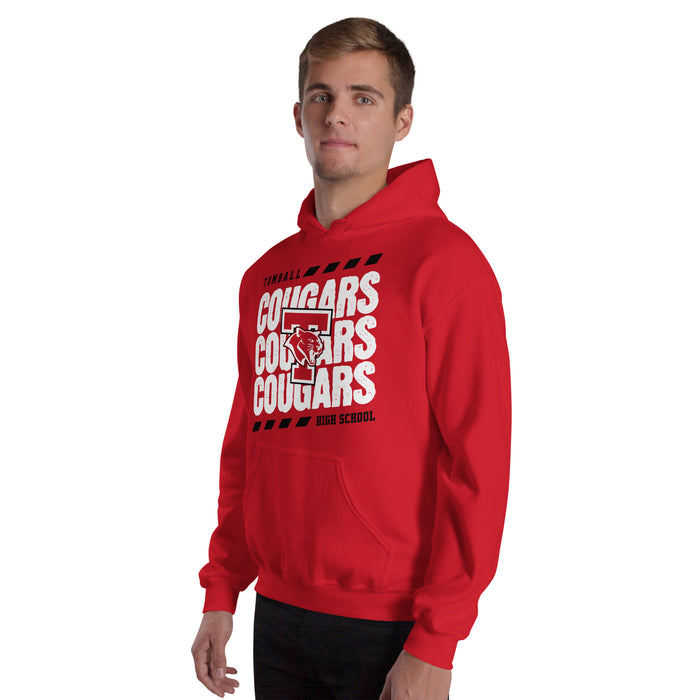 Man wearing Tomball High School Cougars Red Classic Unisex Hoodie 223