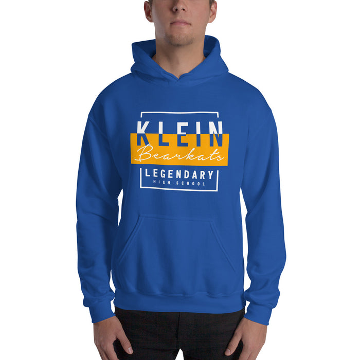 Man wearing a Klein High School Bearkats Royal Classic Unisex Hoodie 05