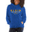 Woman wearing a Klein High School Bearkats Royal Classic Unisex Hoodie 12