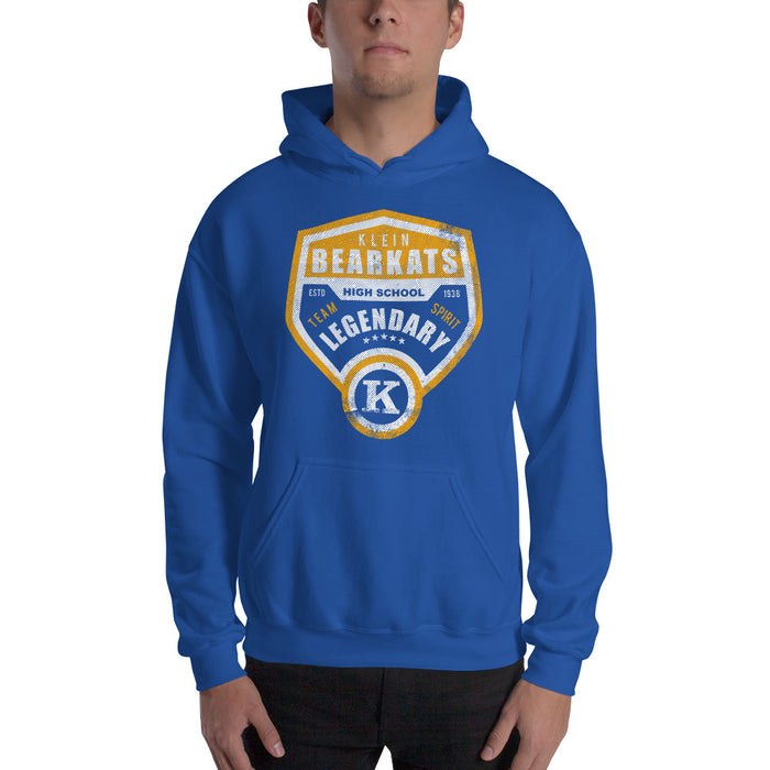 Man wearing a Klein High School Bearkats Royal Classic Unisex Hoodie 14