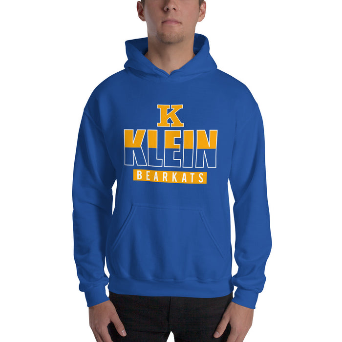 Man wearing a Klein High School Bearkats Royal Classic Unisex Hoodie 23