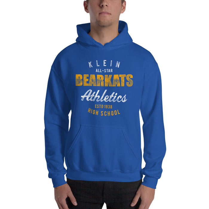 Man wearing a Klein High School Bearkats Royal Classic Unisex Hoodie 34