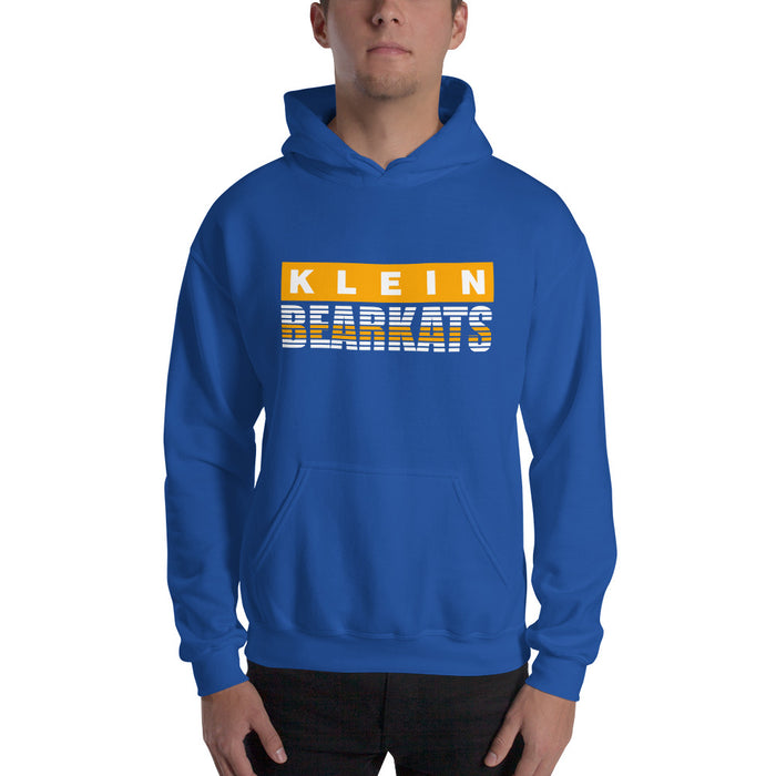 Man wearing a Klein High School Bearkats Royal Classic Unisex Hoodie 35