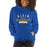 Woman wearing a Klein High School Bearkats Royal Classic Unisex Hoodie 96