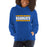 Woman wearing a Klein High School Bearkats Royal Classic Unisex Hoodie 98