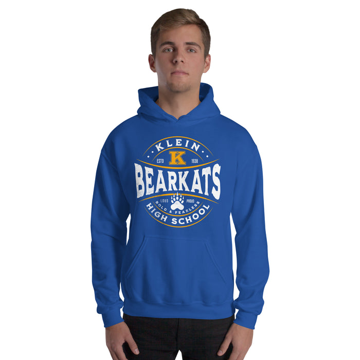 Man wearing a Klein High School Bearkats Royal Classic Unisex Hoodie 201