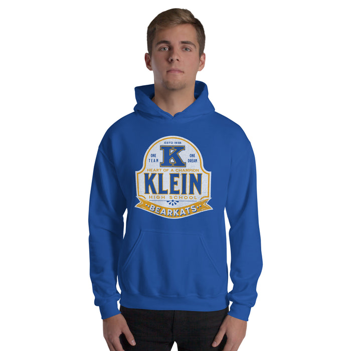 Man wearing a Klein High School Bearkats Royal Classic Unisex Hoodie 203