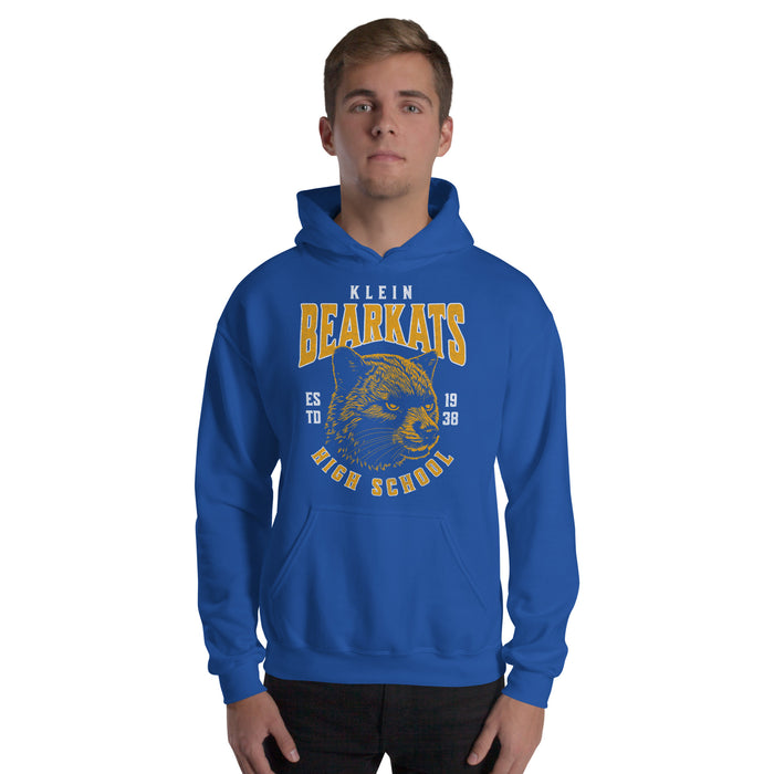 Man wearing a Klein High School Bearkats Royal Classic Unisex Hoodie 216