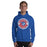 Man wearing Dickinson High School Gators Royal Blue Classic Unisex Hoodie 203