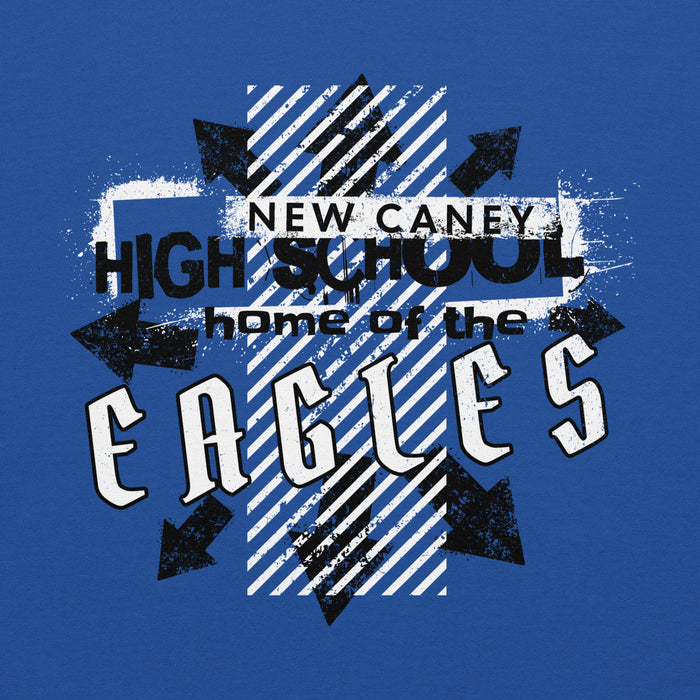 Close-up view of New Caney High School Eagles Royal Blue Classic Unisex Hoodie 210