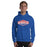 Man wearing Sam Houston High School Texans Royal Blue Classic Unisex Hoodie 009