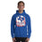 Man wearing Sam Houston High School Texans Royal Blue Classic Unisex Hoodie 202